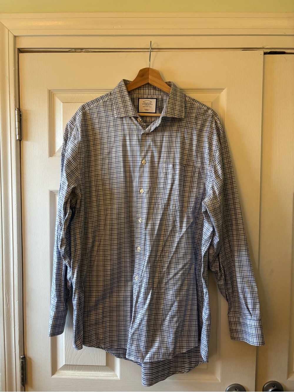 Charles Tyrwhitt Blue and White Plaid Dress Shirt